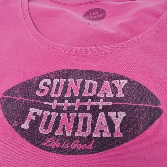 LIFE IS GOOD SUNDAY FUNDAY HOT PINK SHORT SLEEVE T-SHIRT CRUSHER TEE WOMEN XL - Picture 8 of 11